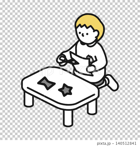 アイソメトリックイラスト：切り絵で遊ぶ園児 140512841