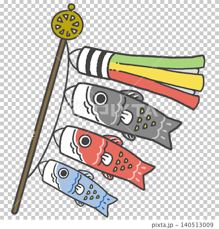 Cute hand-drawn illustration of a carp streamer Cute hand-drawn illustration of a carp streamer 140513009