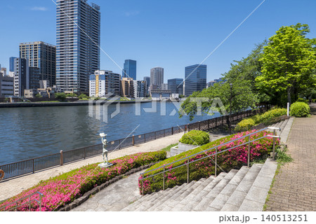 初夏の隅田川の風景　東京都中央区 140513251