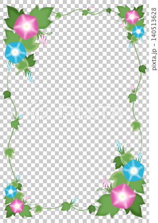可愛的牽牛花插畫邊框素材(直式版) 可愛的牽牛花插畫邊框素材(直式版) 140513628