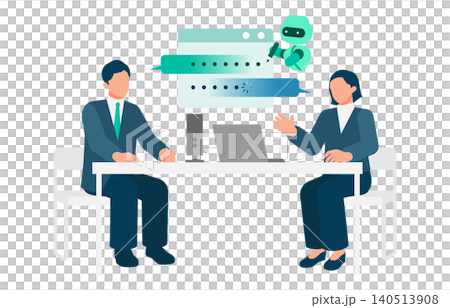 1on1ミーティングの会話を音声認識でリアルタイムに文字起こしするAI議事録のイラスト 140513908