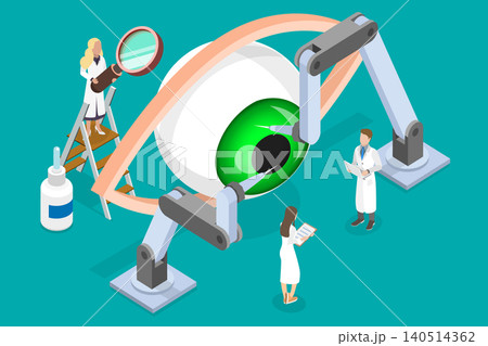 3D Isometric Flat Vector Illustration of Robotic Eye Surgery, Medical Technologies Innovations 3D Isometric Flat Vector Illustration of Robotic Eye Surgery, Medical Technologies Innovations 140514362