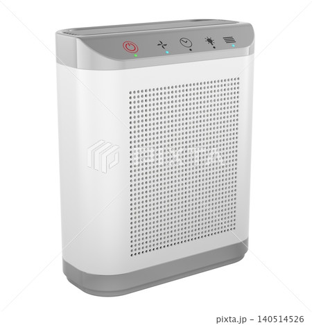Air purifier with control panel, home air cleaner device. 3D rendering Air purifier with control panel, home air cleaner device. 3D rendering 140514526