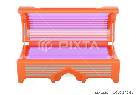 Tanning bed solarium with UV lamps, indoor tanning equipment. 3D rendering Tanning bed solarium with UV lamps, indoor tanning equipment. 3D rendering 140514546