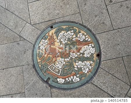 奈良市の下水道管のマンホール 奈良市の下水道管のマンホール 140514785