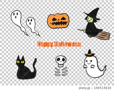 Cute, hand-drawn style illustrations with Halloween motifs Cute, hand-drawn style illustrations with Halloween motifs 140514810