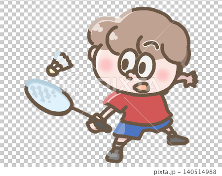 バドミントンをする子どものイラスト バドミントンをする子どものイラスト 140514988