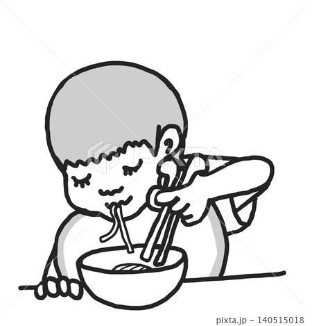 箸を使って食事をする男の子 箸を使って食事をする男の子 140515018