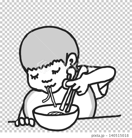 箸を使って食事をする男の子 箸を使って食事をする男の子 140515018
