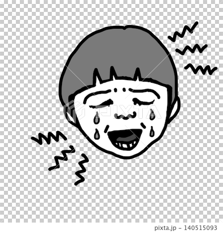 イライラしている男の子のモノクロイラスト イライラしている男の子のモノクロイラスト 140515093