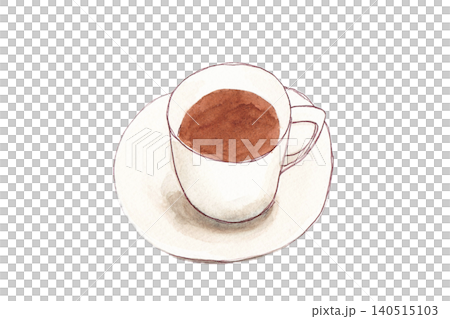 ホットコーヒーの水彩イラスト 白バック ホットコーヒーの水彩イラスト 白バック 140515103