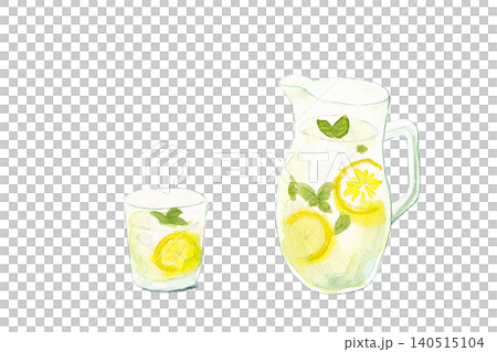 レモン水の水彩イラスト 白バック レモン水の水彩イラスト 白バック 140515104
