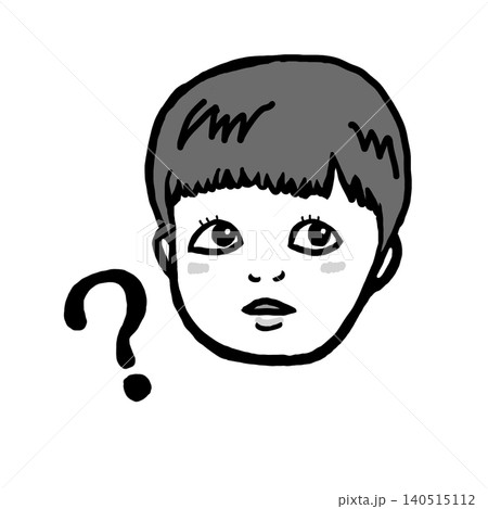 疑問を感じる男の子のモノクロイラスト 140515112
