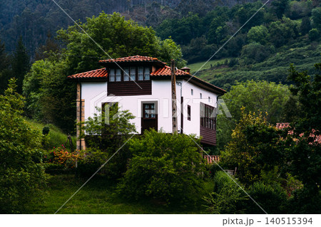 Traditional country house nestled in green Asturias landscape Traditional country house nestled in green Asturias landscape 140515394
