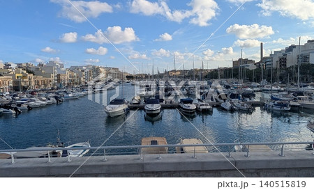 Harbor view with a lot of boats and yachts taken from the bridge in Malta island Harbor view with a lot of boats and yachts taken from the bridge in Malta island 140515819