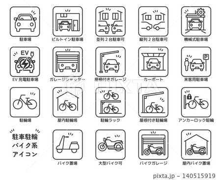 不動産物件アイコン 駐車・駐輪・バイク関係アイコン 不動産物件アイコン 駐車・駐輪・バイク関係アイコン 140515919