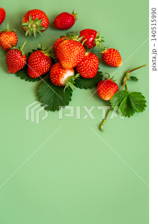 Juicy summer berries with natural strawberry leaves Juicy summer berries with natural strawberry leaves 140515990