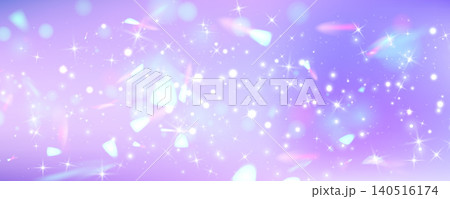 Dreamy pink pastel background, cute unicorn magic, glittering rainbow sparkles, gradient sky with stars, fantasy and shimmering princess-themed light effects. Vector illustration. 140516174