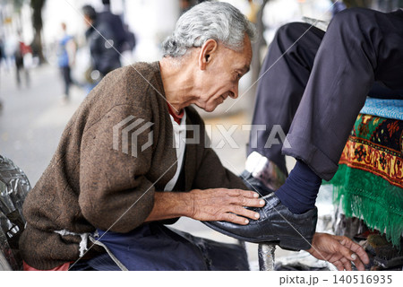 Shine, shoes or old man in street, city or cleaning service for client or customer with polish or trade. Cloth, senior or feet of businessman in downtown Sao Paulo for footwear, job or outdoor help Shine, shoes or old man in street, city or cleaning service for client or customer with polish or trade. Cloth, senior or feet of businessman in downtown Sao Paulo for footwear, job or outdoor help 140516935