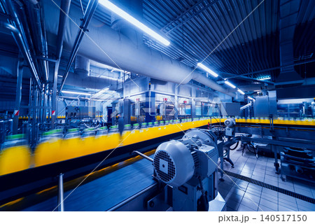 Beverage factory interior. Conveyor with bottles for juice or water. Equipments Beverage factory interior. Conveyor with bottles for juice or water. Equipments 140517150
