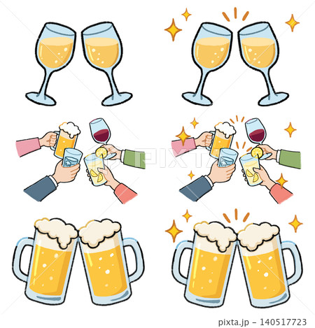 乾杯とお酒のイラストセット 140517723