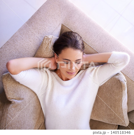 Woman, nap and sleep to relax on couch, dream and smile while lazy or comfortable in home. Female person, happy and eyes closed on sofa in living room, peace and calm mindfulness or zen on saturday Woman, nap and sleep to relax on couch, dream and smile while lazy or comfortable in home. Female person, happy and eyes closed on sofa in living room, peace and calm mindfulness or zen on saturday 140518346