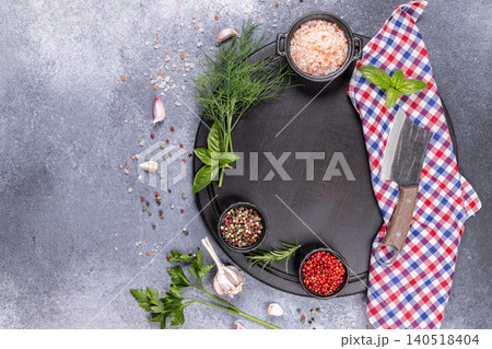 Ingredients and kitchenware preparing a cooking background Ingredients and kitchenware preparing a cooking background 140518404