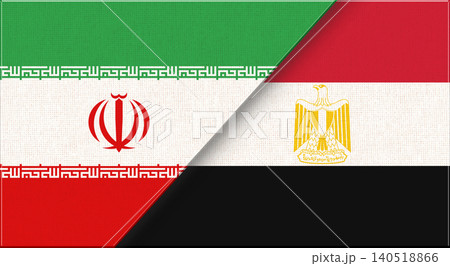 Double flag of Iran and Egypt on fabric texture. Two flags together. Double flag of Iran and Egypt on fabric texture. Two flags together. 140518866
