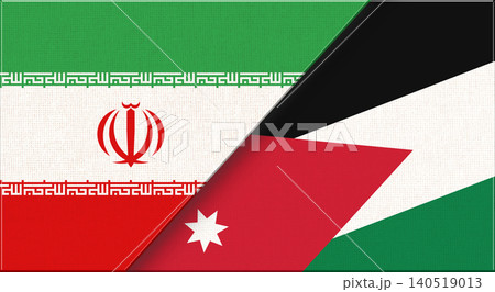 Double flag of Iran and Jordan on fabric texture. ran - Jordan relations Double flag of Iran and Jordan on fabric texture. ran - Jordan relations 140519013