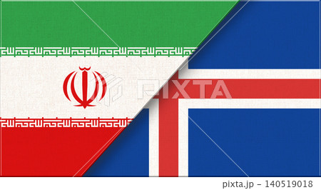 Double flag of Iran and Iceland on fabric texture. Iranian - Icelandic relations Double flag of Iran and Iceland on fabric texture. Iranian - Icelandic relations 140519018