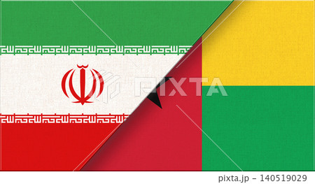 Double flag of Iran and Guinea-Bissau on fabric. Iranian-Guinea-Bissau relations Double flag of Iran and Guinea-Bissau on fabric. Iranian-Guinea-Bissau relations 140519029