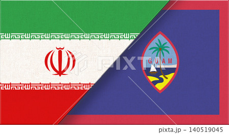 Double flag of Iran and Guam on fabric texture. Iranian - Guamanian relations Double flag of Iran and Guam on fabric texture. Iranian - Guamanian relations 140519045