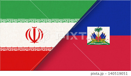 Double flag of Iran and Haiti on fabric texture. Double flag of Iran and Haiti on fabric texture. 140519051