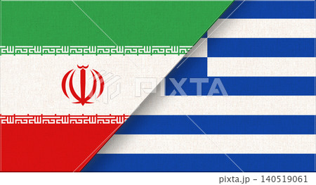 Double flag of Iran and Greece on fabric texture. Iranian and Greek flag Double flag of Iran and Greece on fabric texture. Iranian and Greek flag 140519061