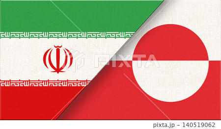 Double flag of Iran and Greenland on fabric. Iranian-Greenlandic relations 140519062