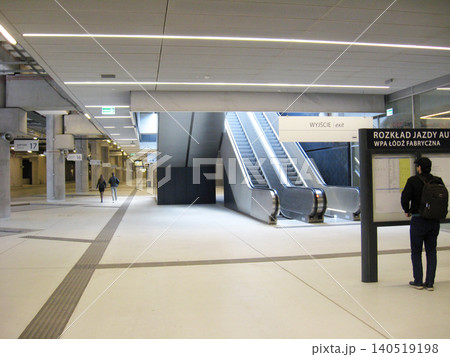 Underground bus station in the Polish city of Lodz. Public transport platform 140519198