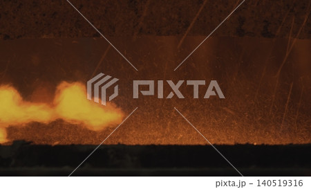 Vivid Scene Of Intense Fiery Slag Clouds Erupting With Chaotic Particle Splashes And Dispersal . Stock clip 140519316