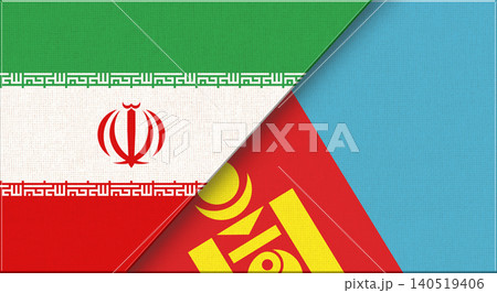 Double flag of Iran and Mongolia on fabric texture. Iranian and Mongolian flag Double flag of Iran and Mongolia on fabric texture. Iranian and Mongolian flag 140519406