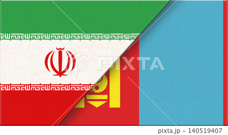 Double flag of Iran and Mongolia on fabric texture. Iranian and Mongolian flag Double flag of Iran and Mongolia on fabric texture. Iranian and Mongolian flag 140519407