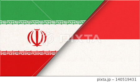 Double flag of Iran and Monaco on fabric texture. Iranian and Monacan flag 140519431