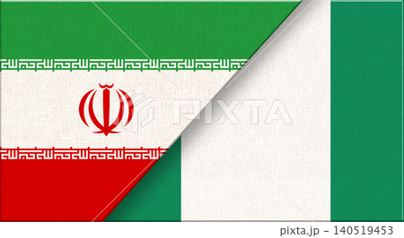 Double flag of Iran and Nigeria on fabric texture. Iranian and Nigerian flag 140519453