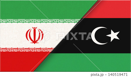 Double flag of Iran and Libya on fabric texture. Iranian and Libyan flag Double flag of Iran and Libya on fabric texture. Iranian and Libyan flag 140519471