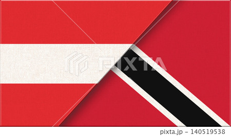 Double flag of Austria and Trinidad and Tobago on fabric texture 140519538