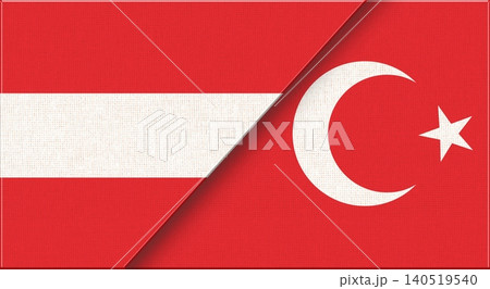 Double flag of Austria and Turkey on fabric texture. Flag of Austria and Turkey Double flag of Austria and Turkey on fabric texture. Flag of Austria and Turkey 140519540