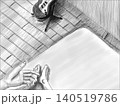 手を見つめる人のイラスト(一人称視点) 140519786