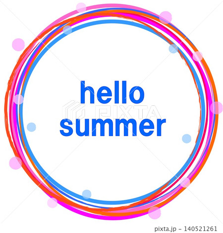 ハローサマー　hello summer　フレーム　ドット模様　白背景　ピンク 140521261