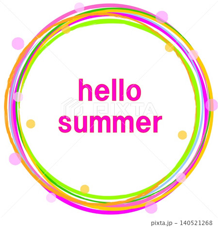 ハローサマー hello summer フレーム ドット模様 白背景 ピンク ハローサマー hello summer フレーム ドット模様 白背景 ピンク 140521268