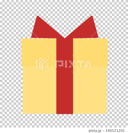 Flat design illustration of a yellow gift box and ribbon 140521291