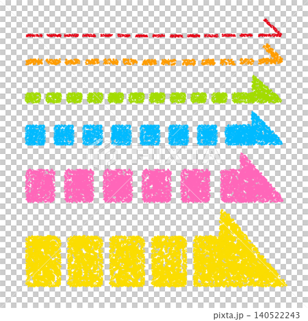 Hand-drawn crayon-style arrow set of various thicknesses 140522243
