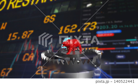 Red Bear Trap Stock Market Risk Concept 3d render. 140522441